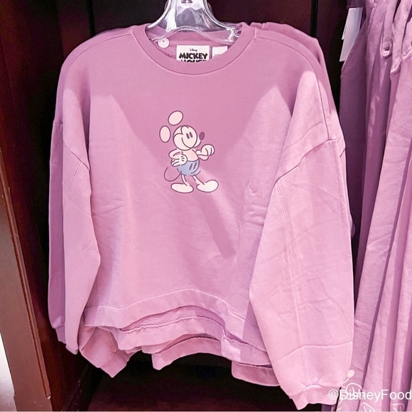 Disney WDW Mickey Mouse Genuine Mousewear Pullover Cropped Sweatshirt Plum XL - Picture 4 of 13